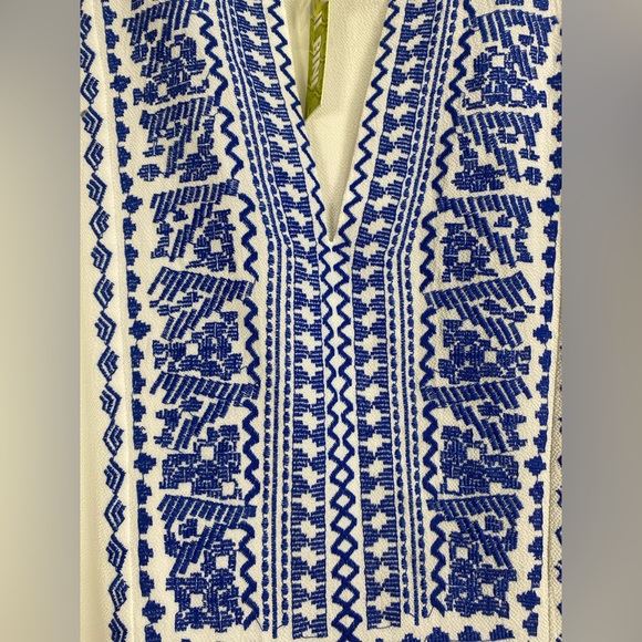 NWT Gianni Bini Riley Blouse the Pool Party Collection Ivory Blue Embroidery - Picture 4 of 9